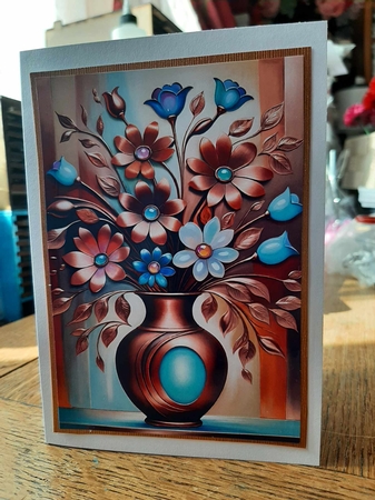 Copper Vase of Flowers A4 by Ann Davies