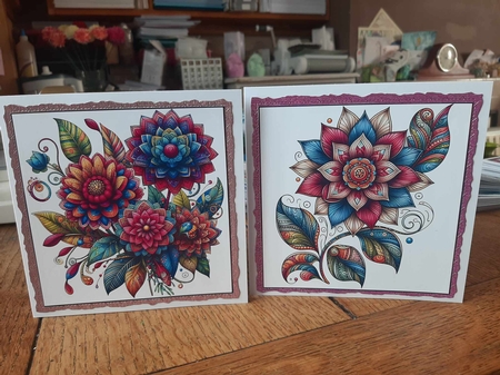 Zentangle Flowers Card Toppers by Ann Davies