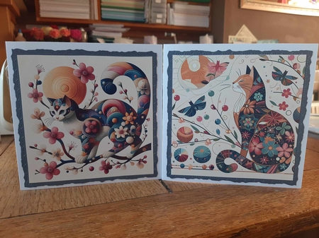 Abstract Cat Card Toppers by Ann Davies