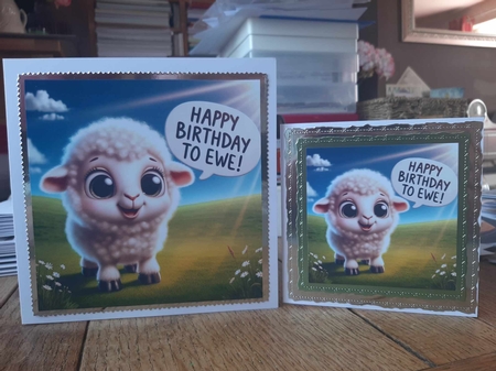 Happy birthday to ewe.  7x7 Card Kit. Matching Box, Gift Bauble, Tags by Ann Davies