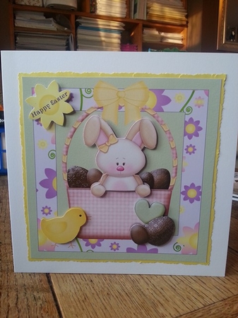 CHOCOLATE BUNNY BASKET EASTER TOPPER by Ann Davies
