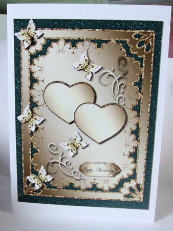 Two Hearts & 5 Butterflies Anniversary / Birthday Topper 5 by Catherine Nelson