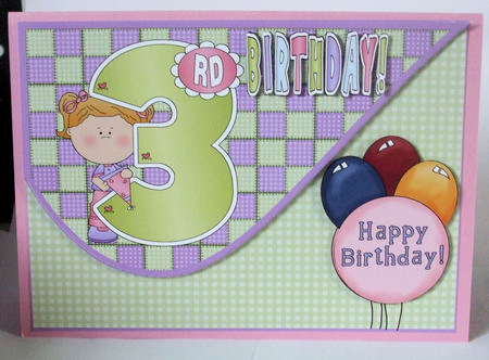 3rd Birthday Girl Tear Drop Card Front by Catherine Nelson