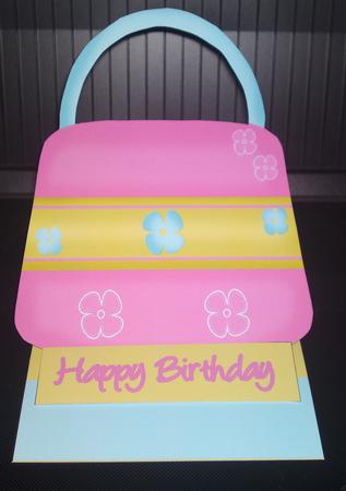 Pink & Lime Handbag Easel Card by Catherine Nelson
