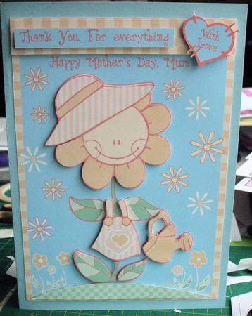 Daisy Watering the Flowers in the Garden. Framed, Mother's Day, Birthday, Thank You / Decoupage Card. Featured Gallery Photo