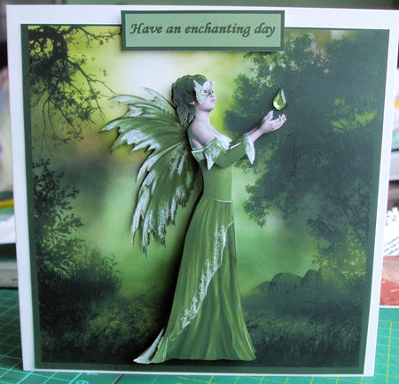 Emerald Enchantment Large Square Card Front and Decoupage by Catherine Nelson