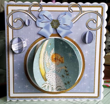 Gorgeous Blue Angel 3D Bauble 8in Card Front Mini Kit by Catherine Nelson