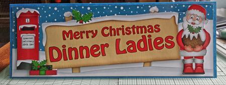 Xmas Dinner Ladies Santa Signpost Large Dl Easicut Decoupage by Catherine Nelson
