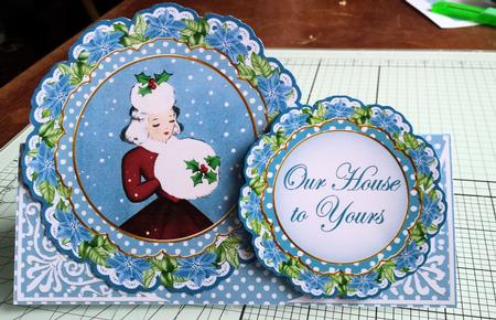 Winter Lady Lace Doily Christmas Sentiment Sheet by Catherine Nelson