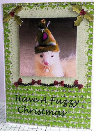 Have a Fuzzy Xmas Ferret Card Front by Catherine Nelson