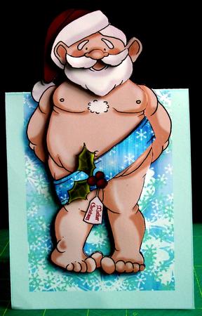 Cheeky Santa Doodles Over the Edge by Catherine Nelson
