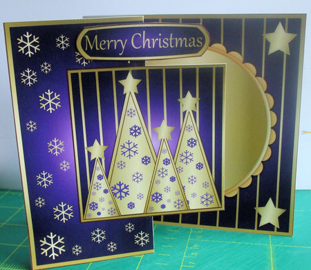 Snowflakes Christmas Trees Fold Back Purple by Catherine Nelson
