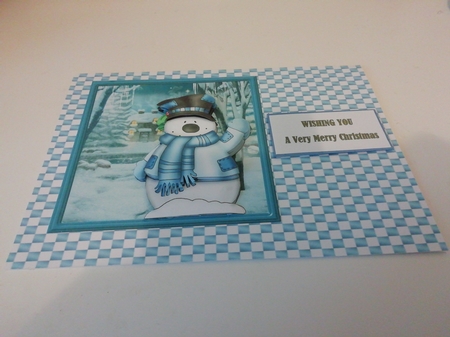 Waving Snowman Card with Decoupage by Janet Barker