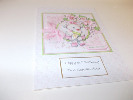 Cute Bear with Ice Cream and Flowers Card Front by Janet Barker