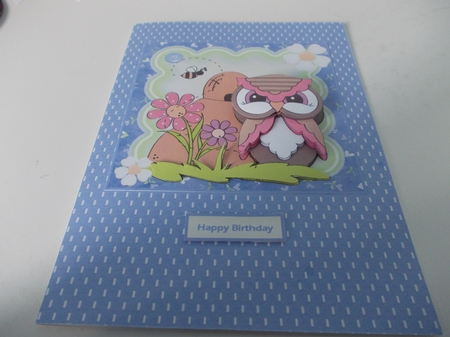 Spring Owl Card with Decoupage by Janet Barker