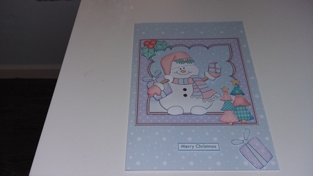 8x8 Christmas Snowman Oli's Presents Mini Kit 3D Decoupage by Janet Barker