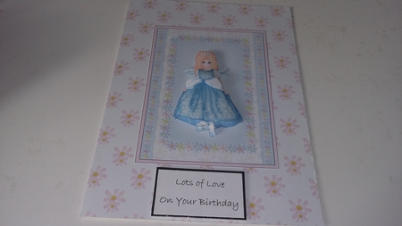 Blue Daisy Fairy - Card Front with Decoupage by Janet Barker