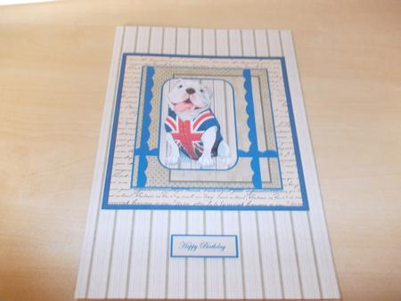 British Bulldog and Union Jack 7x7 Card by Janet Barker
