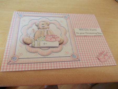 Christening Bear Baby Girl Topper & Decoupage by Janet Barker