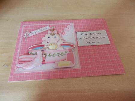 New Baby Girl in Bath Topper & Decoupage by Janet Barker