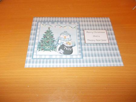 Snowman with Sack of Toys Card and Decoupage by Janet Barker