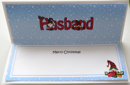 Large DL Merry Christmas HUSBAND insert with Gnome insert by Irene Woods