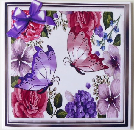 Pretty lilac pink butterflies in floral lilac pink frame 8x8 by Irene Woods
