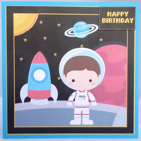 Spaceman & rocket 8x8 by Irene Woods