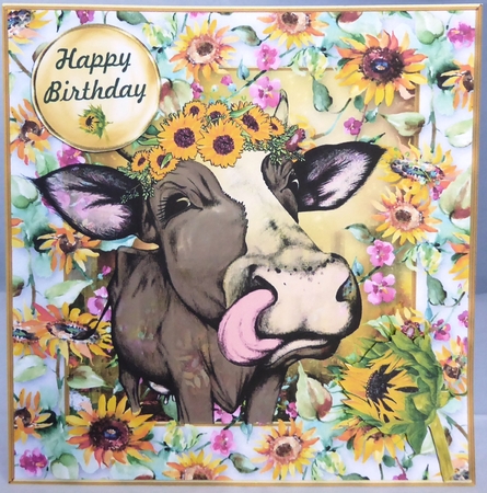 Sunflower cow card front by Irene Woods