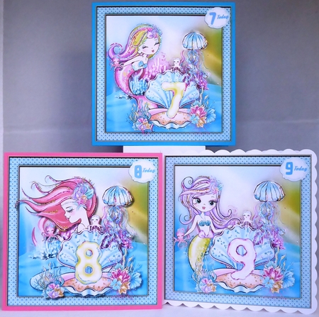 9 Cards +  2  Inserts Mermaid Birthday by Irene Woods