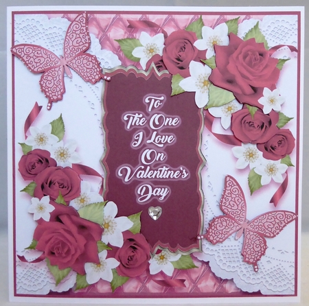 Quilt Roses Valentines 8 x 8 card by Irene Woods