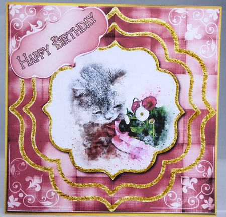 Kitty & Flowers - Multi Occasions Card by Irene Woods