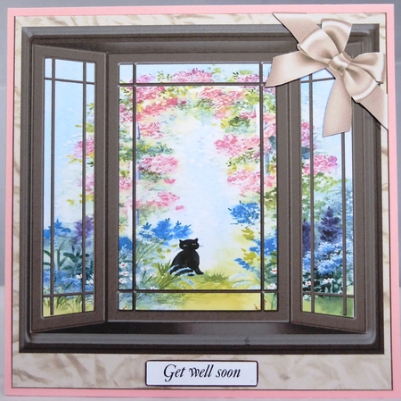 VIEW FROM INSIDE VARIOUS SENTIMENTS CAT UNDER ROSES by Irene Woods