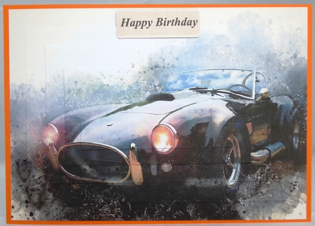 Sporty Vintage Car 5 x 7 Inch Pyramage Tent Card & Insert by Irene Woods