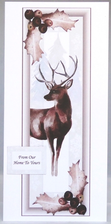 Sepia Christmas Stag Lge DL by Irene Woods