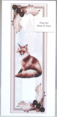 Sepia Christmas Fox Lge DL by Irene Woods