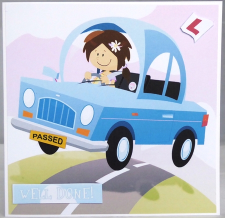 Passed Driving Test Blue Girl 8x8 Card by Irene Woods