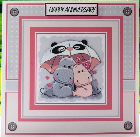 8x8 Happy Hippos Card Front - with mixed sentiments by Irene Woods