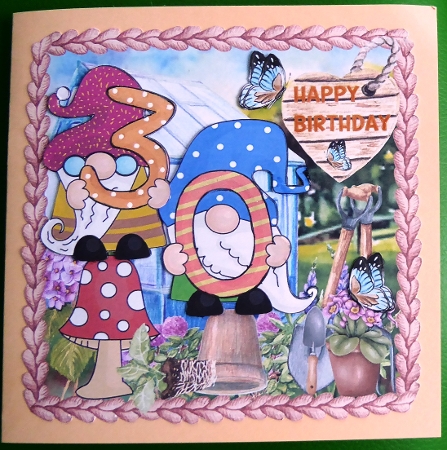 Age 30 garden gnome card front by Irene Woods