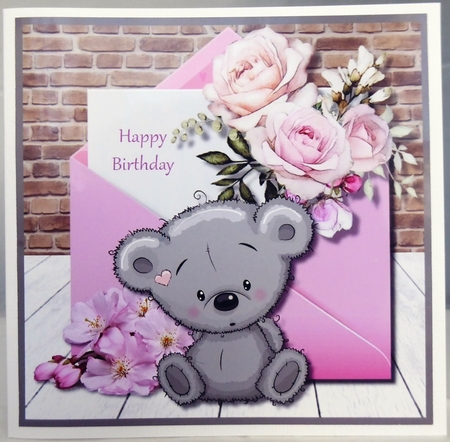 Grey Bear and Flowers by Irene Woods