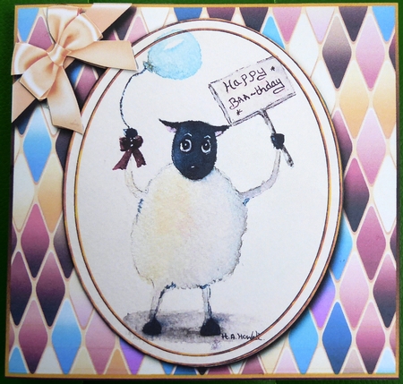 Happy Baa-thday - unisex card. by Irene Woods
