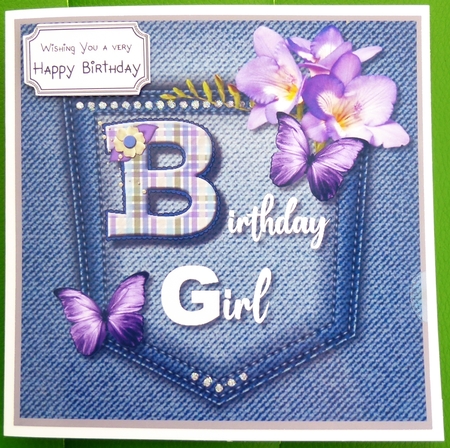 Denim Pocket Birthday Girl by Irene Woods
