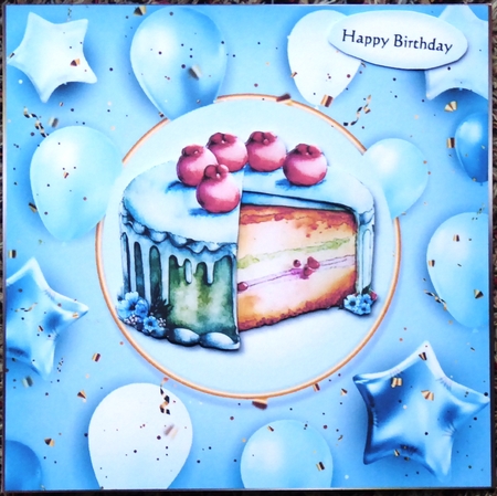 Birthda Balloons and Cake 1 Quick card by Irene Woods