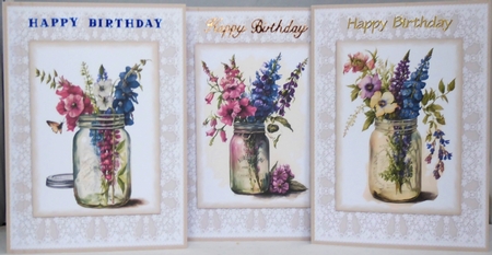Cottage flowers card front by Irene Woods