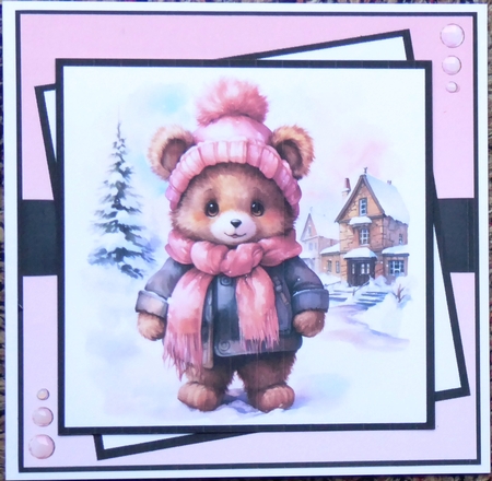 CUTE TEDDY WINTER SCENE by Irene Woods