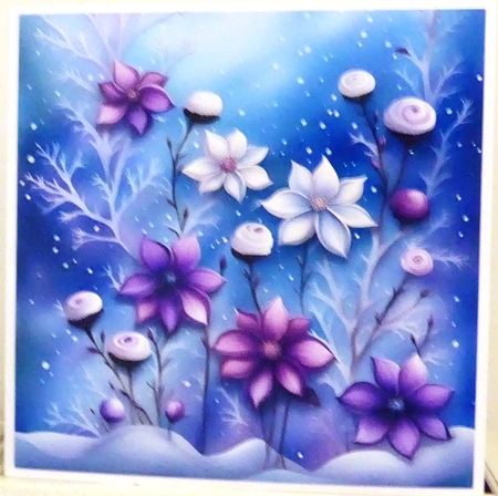 Flowers in the Snow A4 Background by Irene Woods