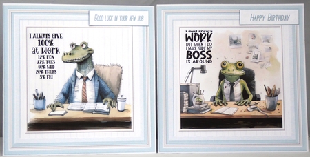 Fun office decoupage 7x7ins toppers x 6 & 2 x Inserts kit 1 by Irene Woods