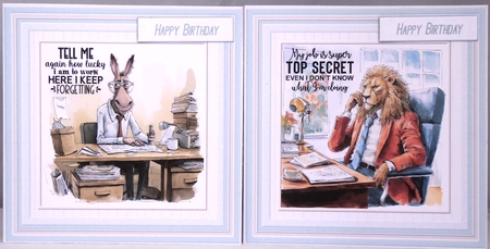 Fun office decoupage 7x7ins toppers x 6 & 2 x Inserts kit 1 by Irene Woods