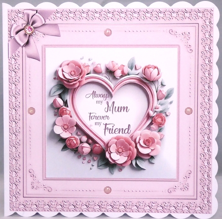 Pink Floral Heart Mothers Day Card by Irene Woods
