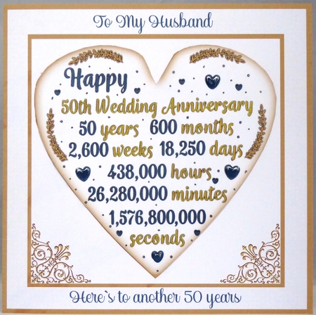 50th Anniversary to My Husband 7 x 7 Card by Irene Woods